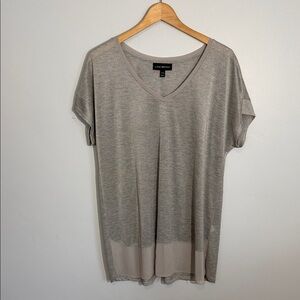 Lane Bryant Heather Gray V-Neck Top | Short Sleeve Casual Tee 14/16
